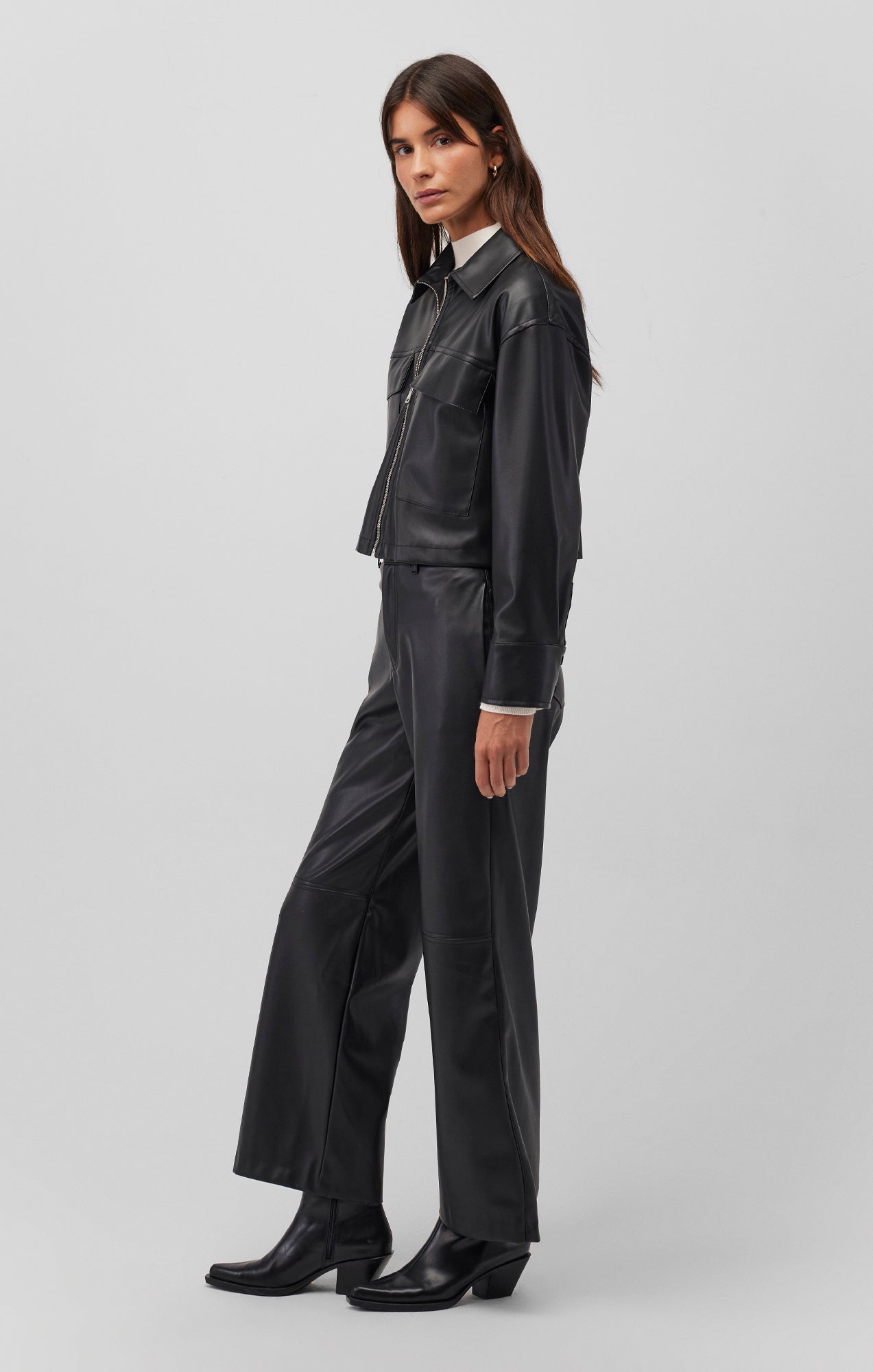 Faux Leather Wide Leg Pants