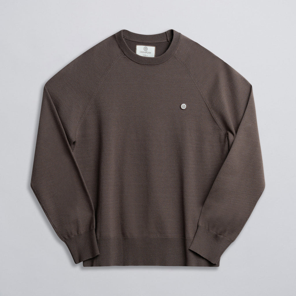 LIGHT WEIGHT KNIT SWEATER BROWN