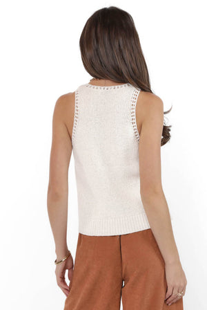 Angelica Sweater Tank w/ Open Work Trim