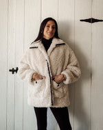 Sherpa Jacket w Faux Leather Trim