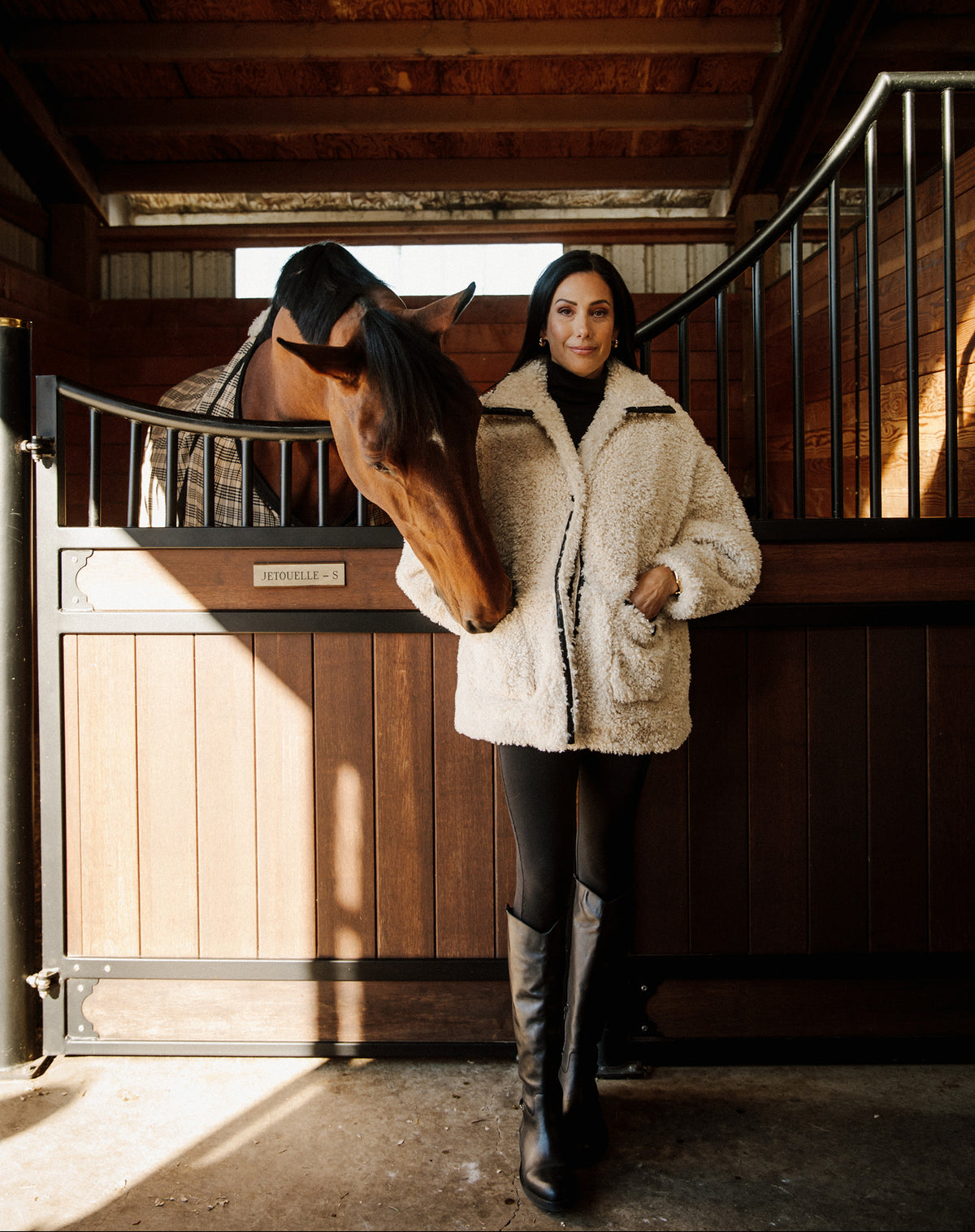Sherpa Jacket w Faux Leather Trim