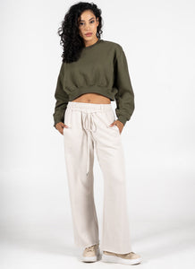 Recycled Poly/Cotton Fleece Wide Leg Pant