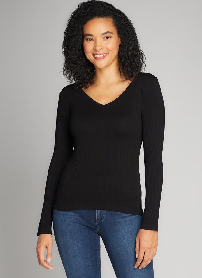 Seamless Rib V Neck