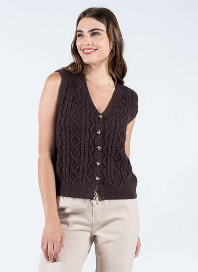 Button Down Cable Knit Vest