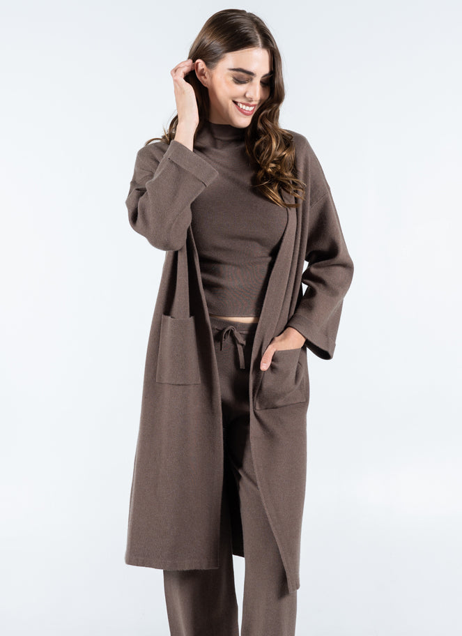 Viscose Blend Knit Long Sleeve Cardigan