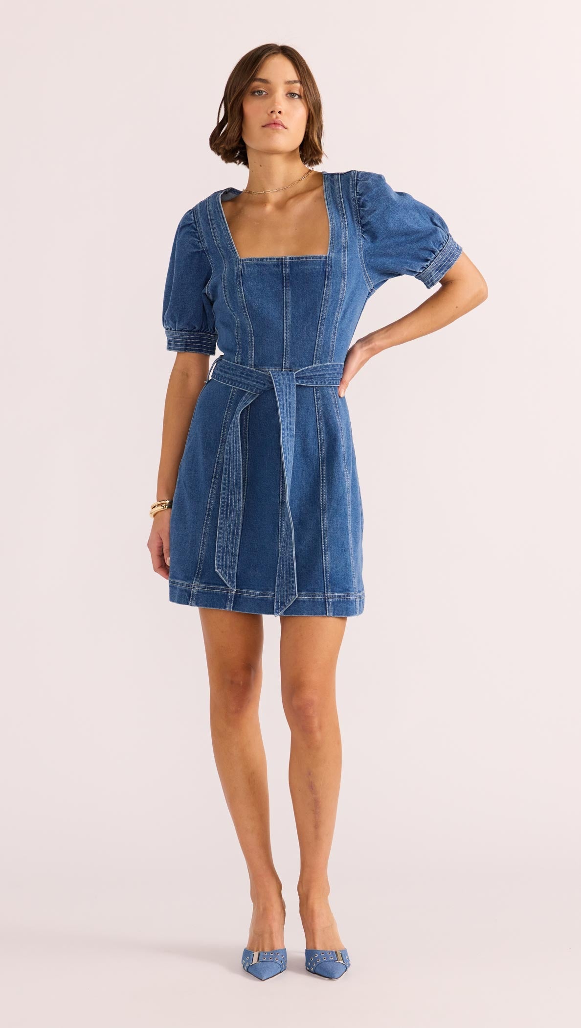 Ellis Denim Panel Mini Dress