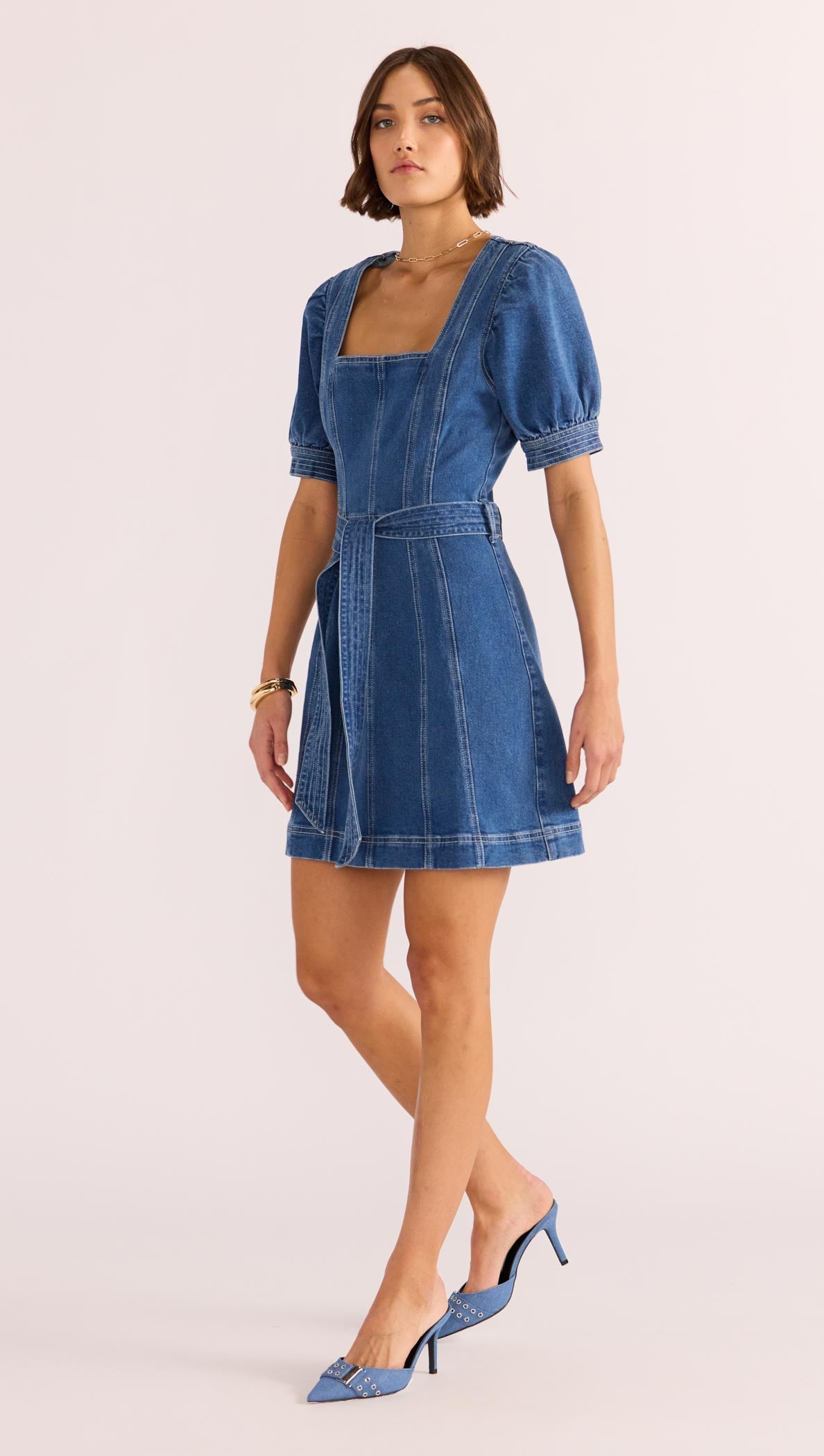 Ellis Denim Panel Mini Dress