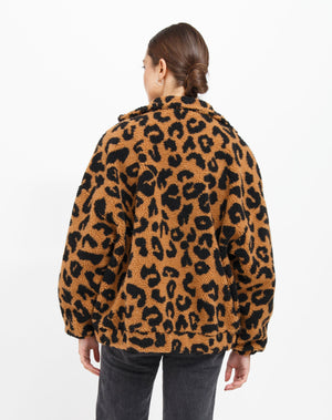 Leopard Sherpa Full Zip Jacket