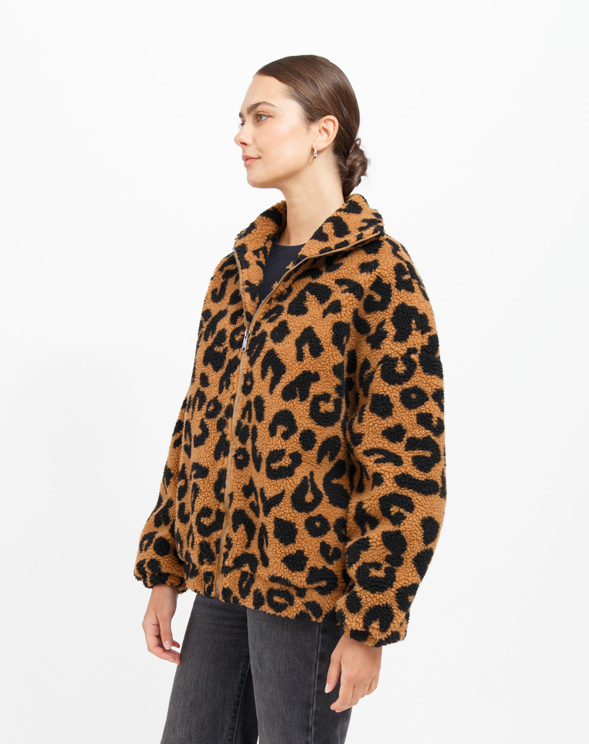 Leopard Sherpa Full Zip Jacket