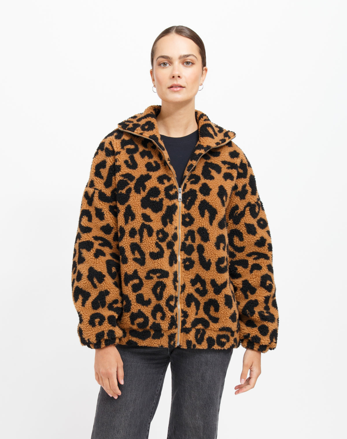 Leopard Sherpa Full Zip Jacket