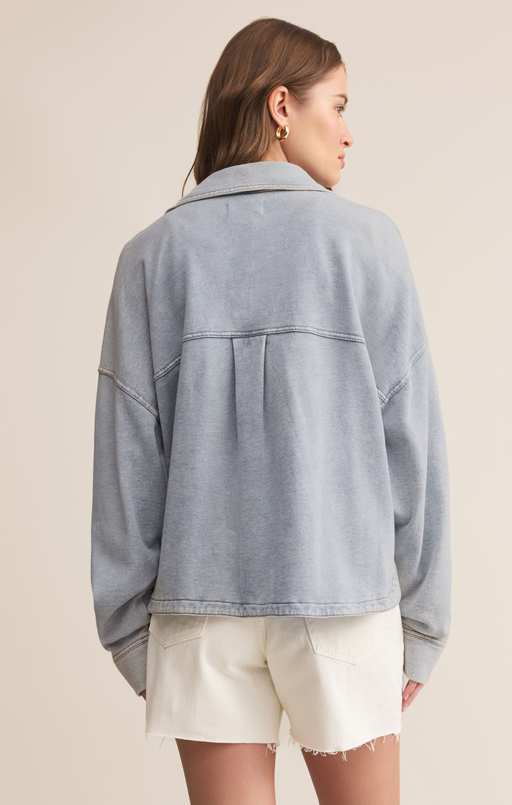 All Day Cropped Knit Denim Jacket