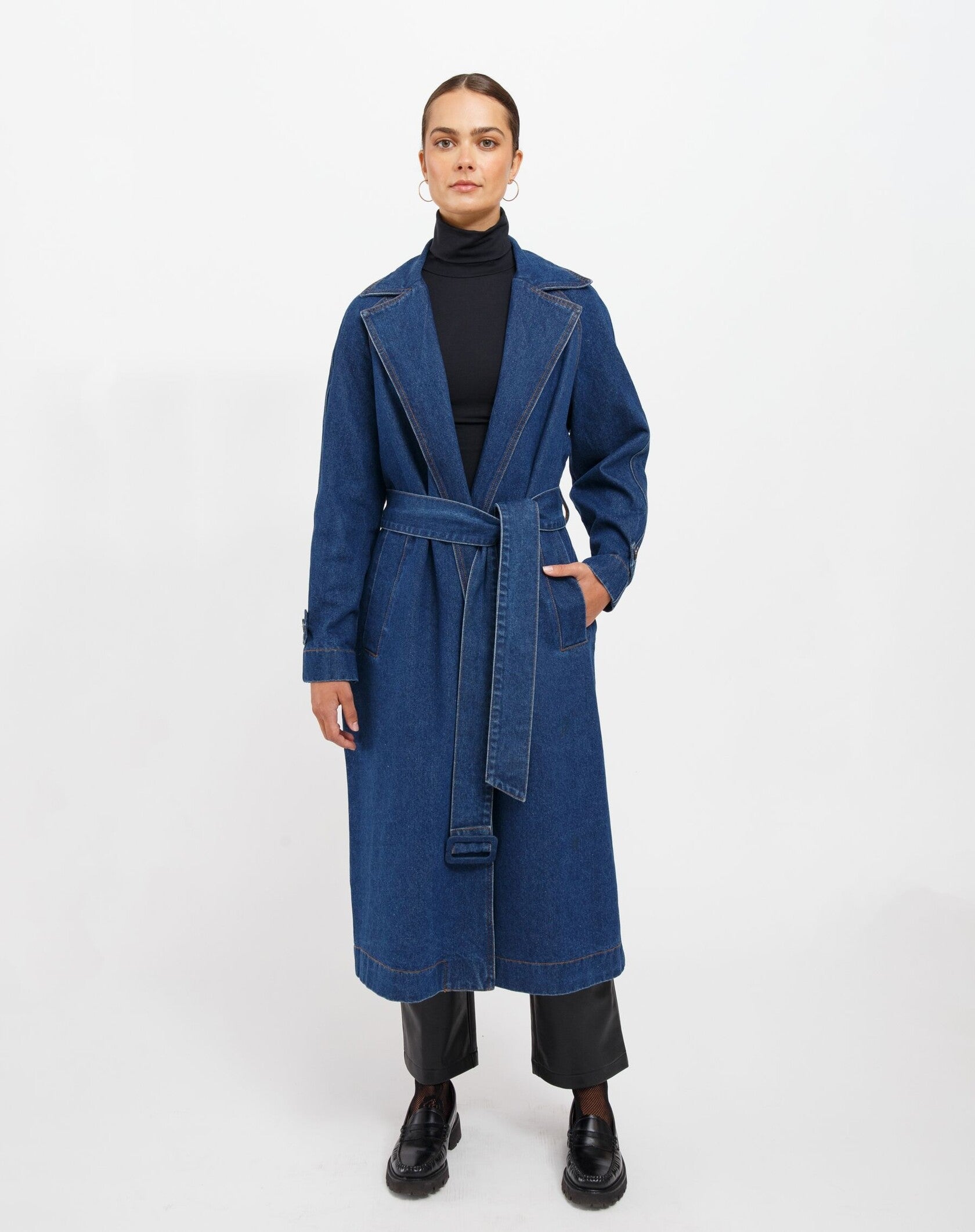 The Caitlin Denim Trench Coat