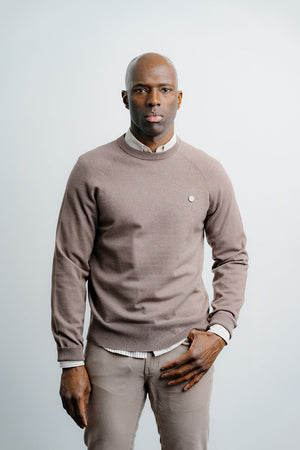 LIGHT WEIGHT KNIT SWEATER BROWN