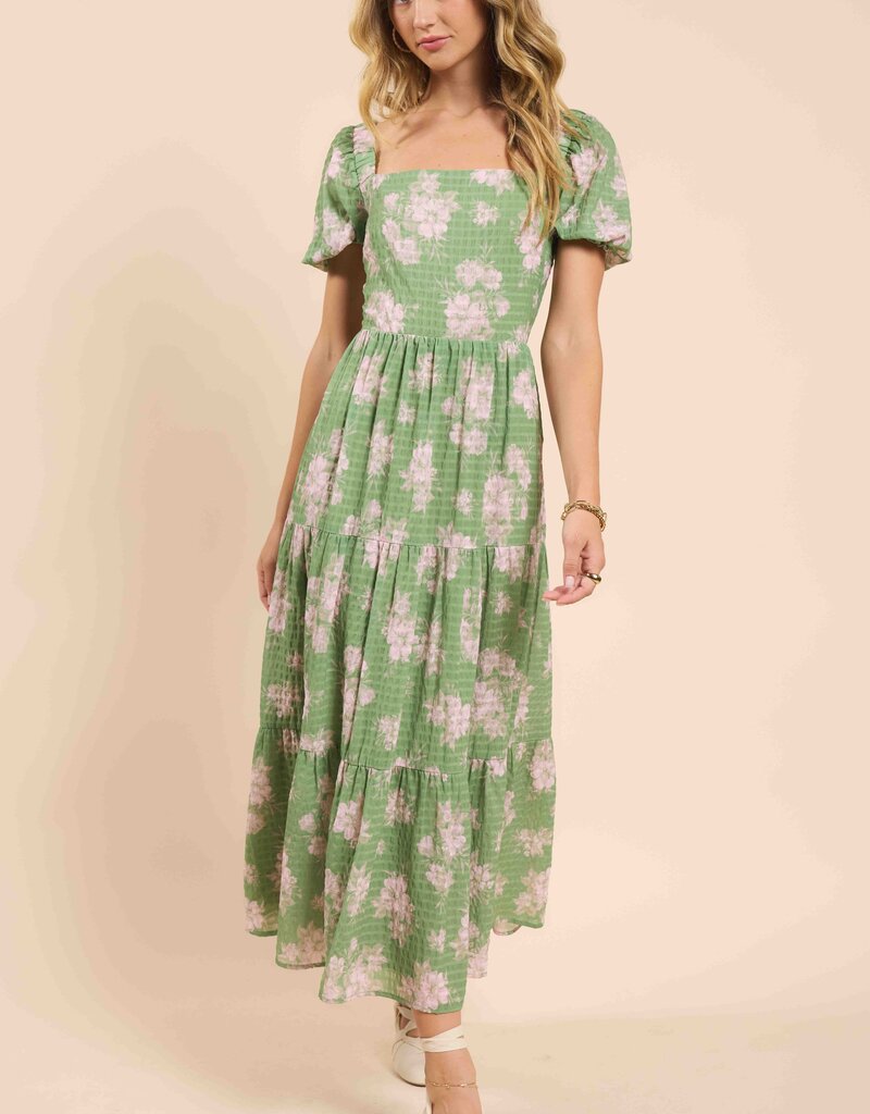 Rainy Days Tiered Maxi Dress W Back Tie