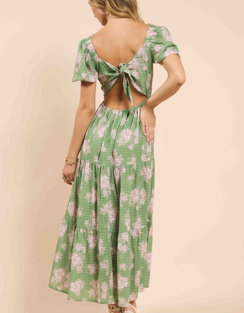 Rainy Days Tiered Maxi Dress W Back Tie