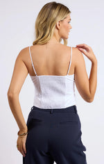 Rowena Sleeveless Buttoned Fitted Crop Top