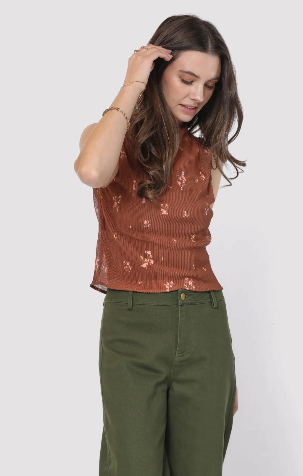 Last Dance Plisse High Neck Top