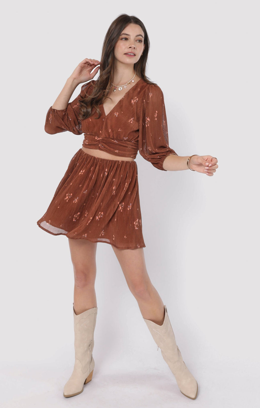 Last Dance Plisse Swing Mini Skirt