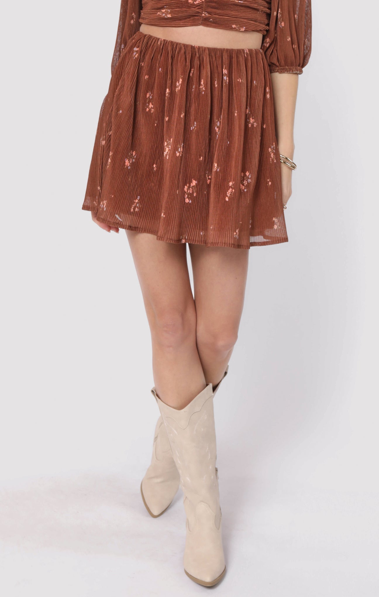 Last Dance Plisse Swing Mini Skirt